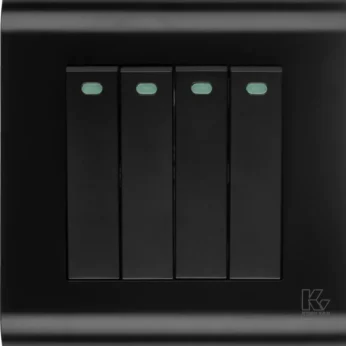 4 Gang 1 Way Switch-Modular Series-Jet Black-Kevilton