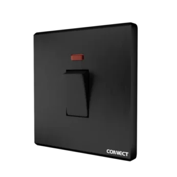 20A Switched Socket with Neon-Ultimate Black-Connect