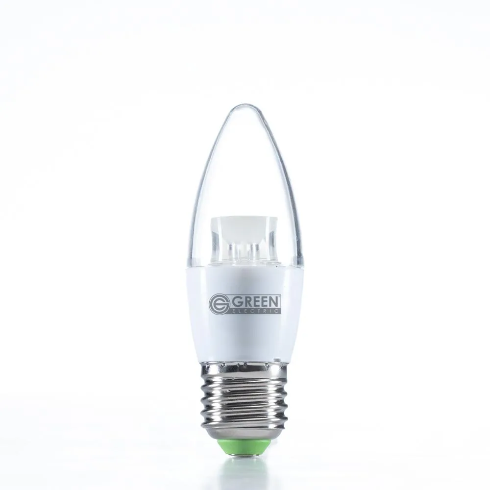 LED Candle Bulb 3W E27 (Screw Type) Warm White (3000K)-Green LED Candle 3W e27 screw type