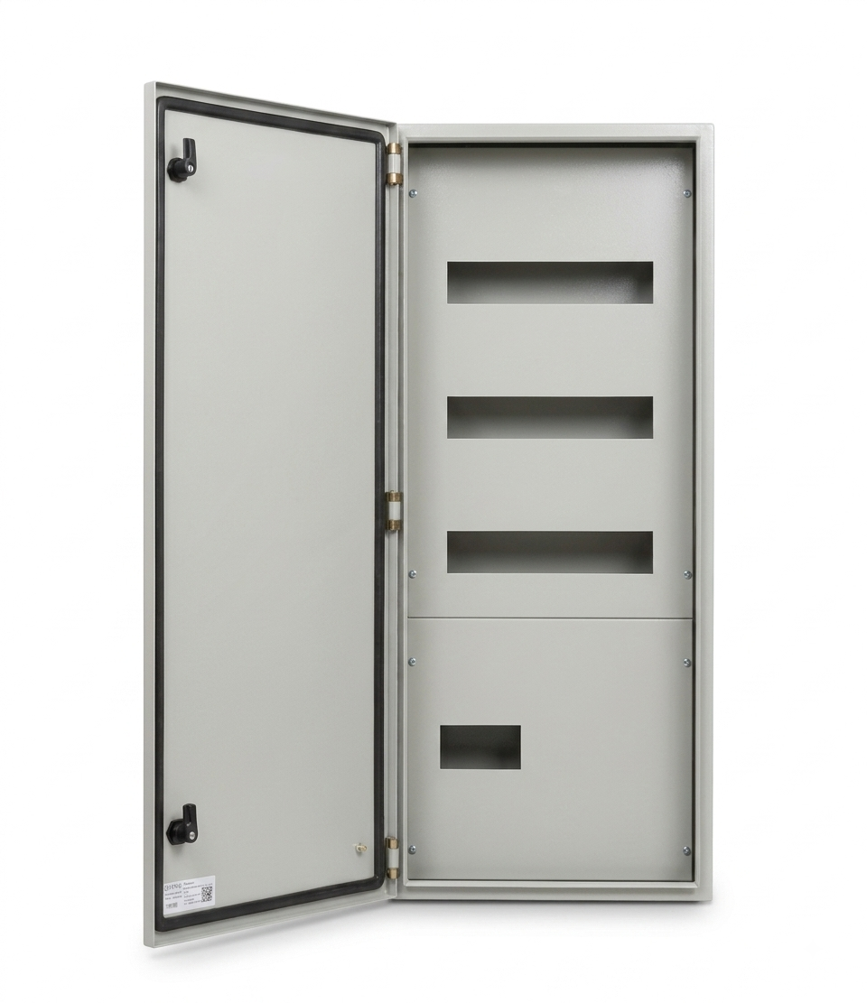 Metal Enclosure Box 3 Row 42 Way + MCCB cut with Bus Bars – Orange Industrial