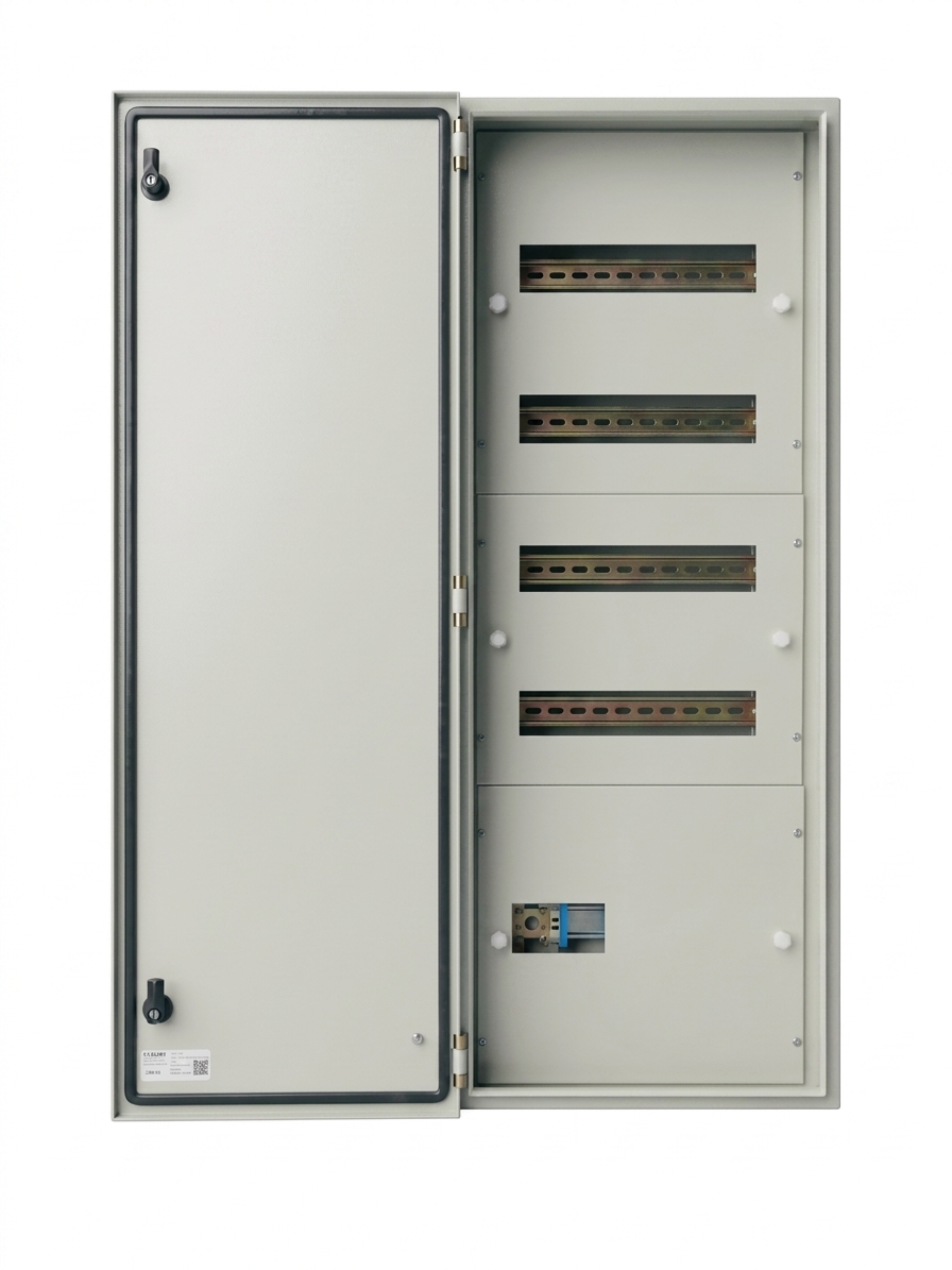 Metal Enclosure Box 4 Row 56 Way + MCCB cut with Bus Bars – Orange Industrial